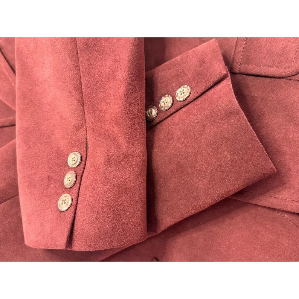 Vintage Burgundy Suede Look Blazer Retro Preppy Tailored Jacket Kingsridge